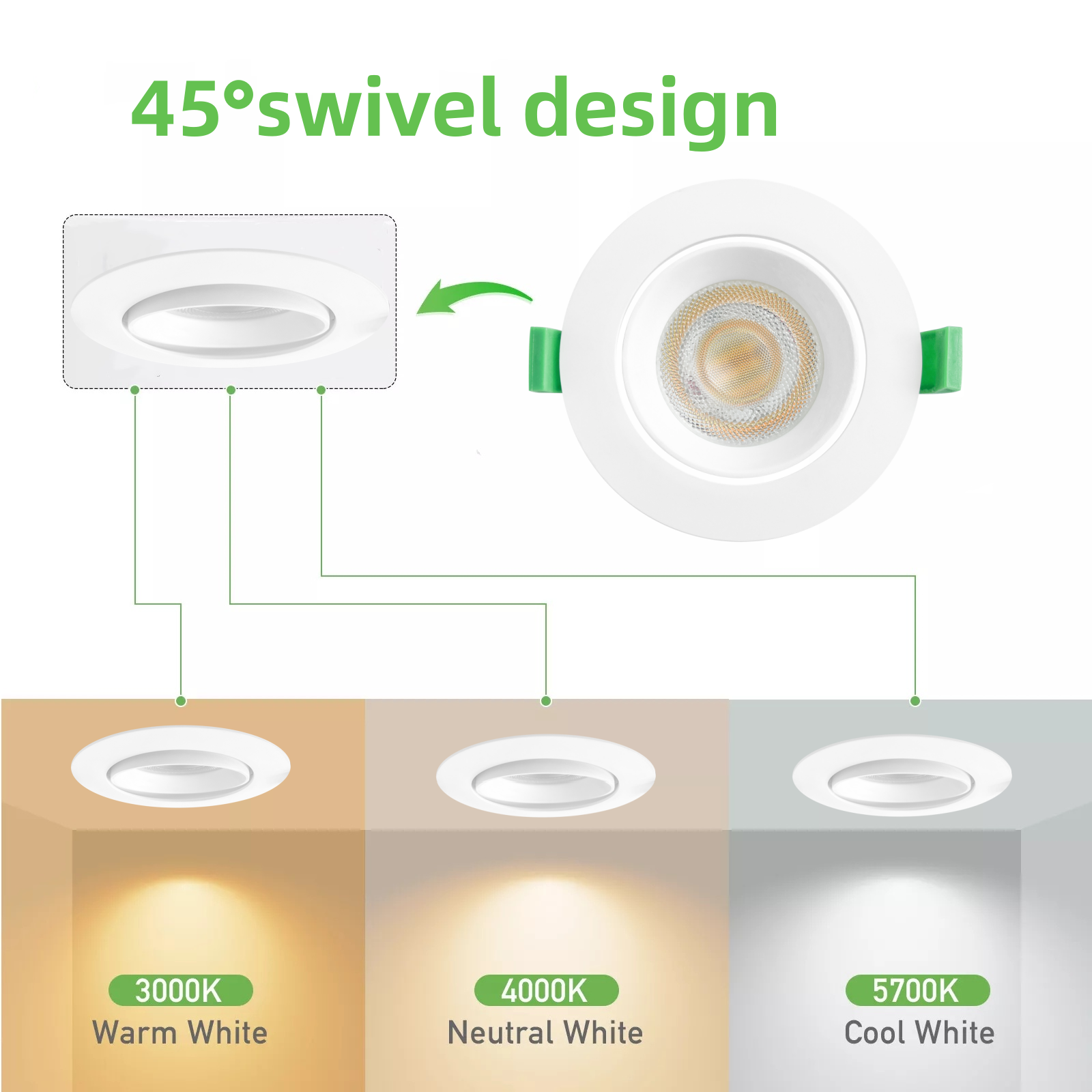 DL08 Ce certified dimmable 3000k 4000k 5000k CCT adjustable downlight ip20 6w SMD recessed saa light emitting diode downlights